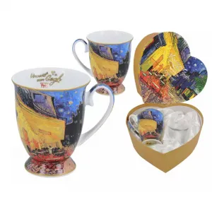 Komplet dwóch kubków w sercu Carmani 280ml - V. van Gogh, Kawiarenki